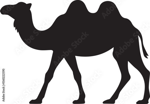 Camel Silhouette Vector, Desert Travel Animal