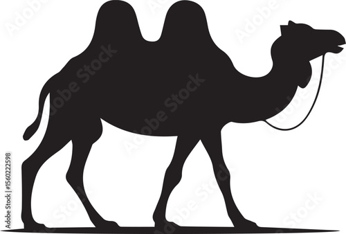 Camel Silhouette Vector, Desert Travel Animal Illustration