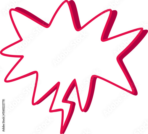 Red vector jagged speech bubble featuring a lightning bolt tail, delivering a powerful and impactful message with dynamic energy and vibrant design