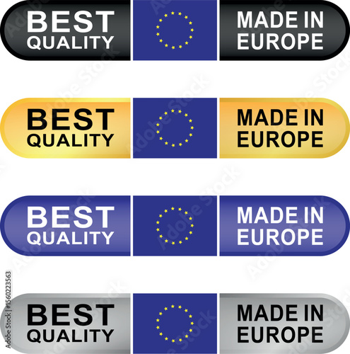 made in europe and best quality labels in different colors with european union stars used for origin mark	