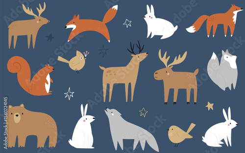 Cute Collection of Hand Drawn Forest Animal Characters