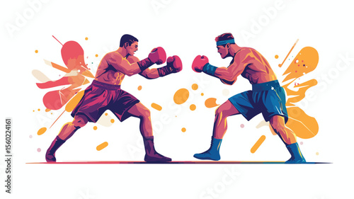 Professional Boxers in Boxing Gloves - Intense Box Fight Action