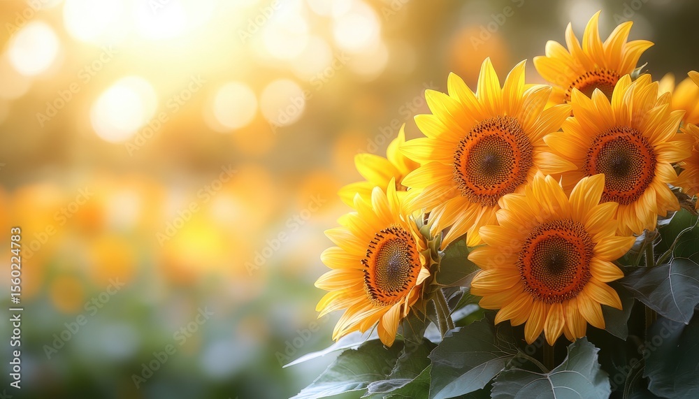 Fototapeta premium Vibrant sunflowers in a sunlit field
