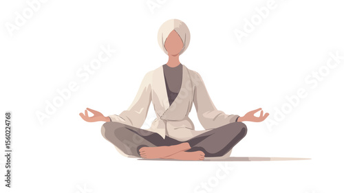 Calm Woman Meditation and Yoga Serenity Illustration