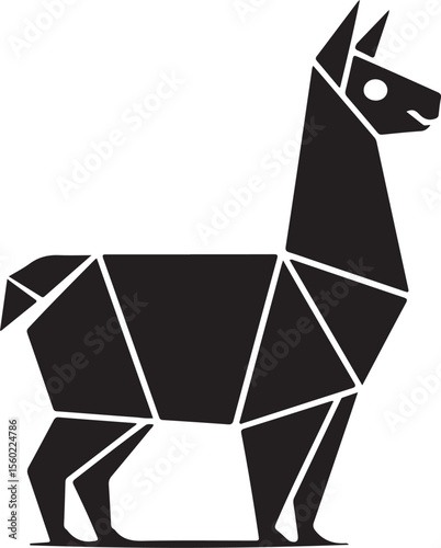 Geometric llama silhouette with modern polygonal design and friendly expression