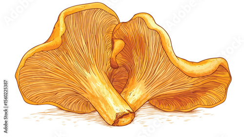 Chanterelle Icon: Group of Forest Mushrooms in Natural Habitat