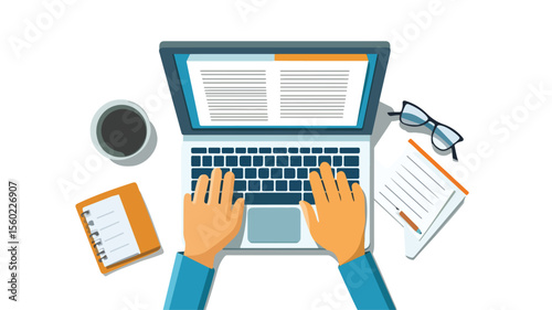 Professional Employee Using Text Editor on Computer for Work Tasks