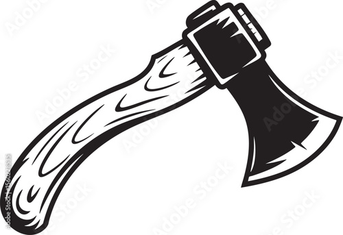 Axe Vector Illustration with Wooden Handle and Sharp Blade on Transparent Background for Lumberjack, Woodworking, and Outdoor Adventure Themed Designs