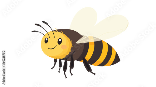 Cheerful Honeybee Flying with a Playful Smile - Cute Insect Illustration for Design Projects