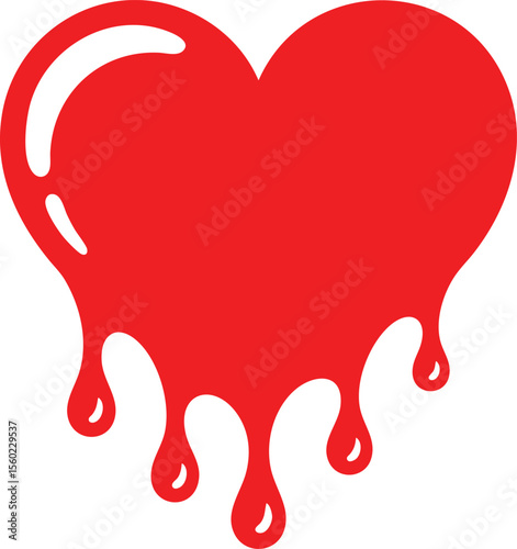 Bleeding Heart Graphic Symbolism A Visually Striking Vector Illustration of a Dripping Heart Shape on a Transparent Backdrop for Creative Design Projects