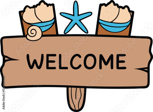 Seashell Welcome Sign Coastal Charm and Summer Vibes