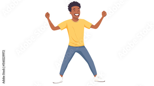 Energetic Black Dancer Enjoying Music with Joyful Moves - Vector Illustration