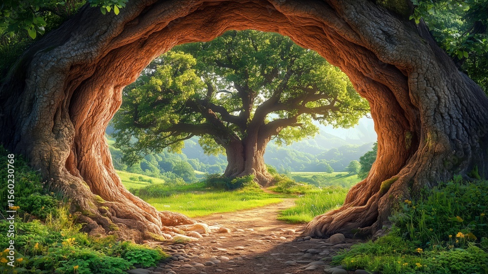 Obraz premium Fantasy Scenery Surreal Landscape Nature Trees In Mountains