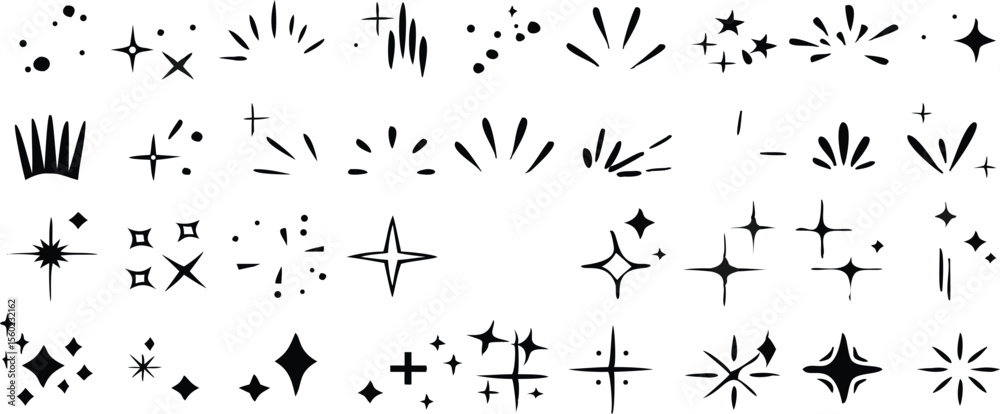 Naklejka premium Floral and Plant Silhouette Pattern with Abstract Nature Elements