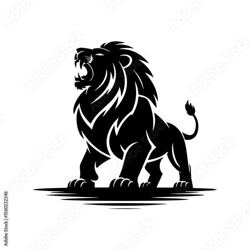 Royal heraldic lions. Black silhouette of rampant lion and griffins for logo or coat of arms. Premium wild animal crest symbols.	