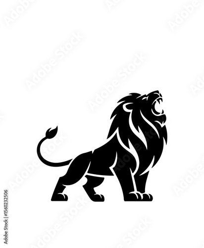 Royal heraldic lions. Black silhouette of rampant lion and griffins for logo or coat of arms. Premium wild animal crest symbols.	