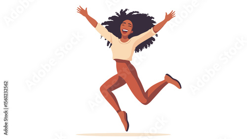 Energetic Young Woman Dancing and Jumping with Joy - Happy and Active Lifestyle Concept