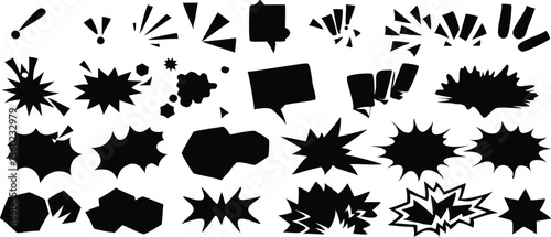 Ink splash and blot vector set with decorative elements and seasonal silhouettes