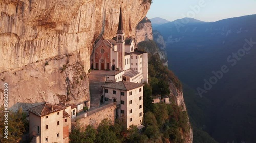Madonna della Corona church in the rocks of Verona province, Italy