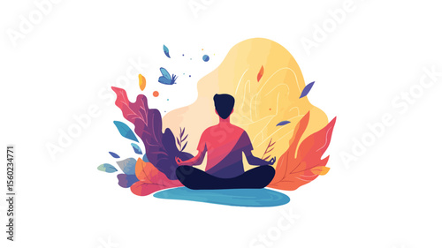 Professional Man Practicing Yoga and Meditation Sitting Outdoors