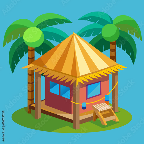 tropical beach hut