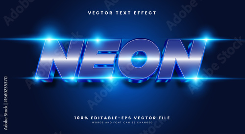 Neon futuristic Style 3D editable text effect Template Suitable for light theme