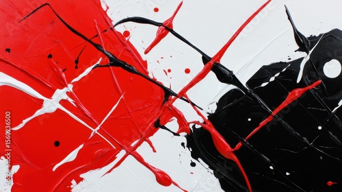 Bold High Contrast Red and Black Paint Splatter Art Piece