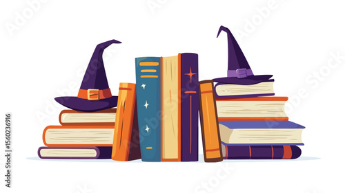 Stylish Paper Books Standing Together for Magic Fiction Theme