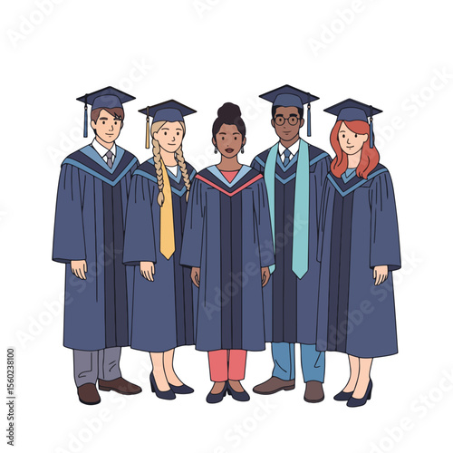 Vector male and female graduates