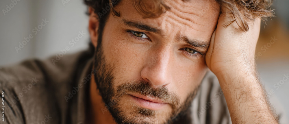 Obraz premium Pensive man resting head on hand