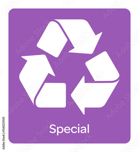 Recycle Symbol Signage: A simplified recycle symbol against a purple background. The scene conveys a message of environmental responsibility and eco-conscious awareness.