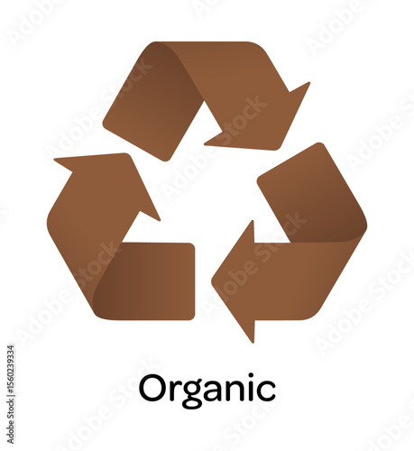 Organic Recycle: An illustration depicting an organic recycle logo in the form of three chasing arrows, symbolizing environmental conservation, sustainability, and eco-consciousness.