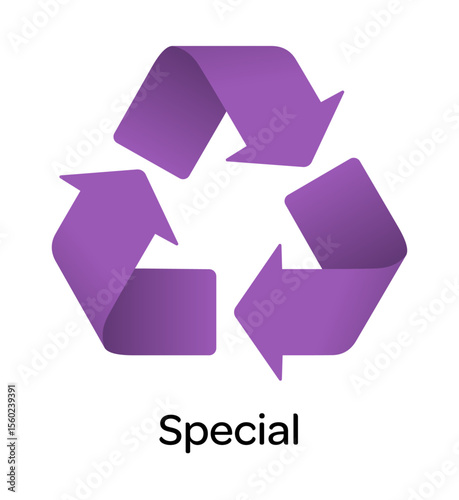 Recycling Icon with Special Text: A modern take on the recycling symbol, rendered in vibrant color, is juxtaposed with the word "Special".