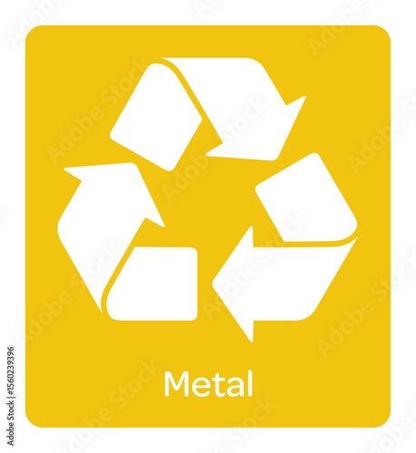 Recycling Metal: A prominent recycling symbol signifies the preservation of metal resources, embodying the concept of reducing waste.
