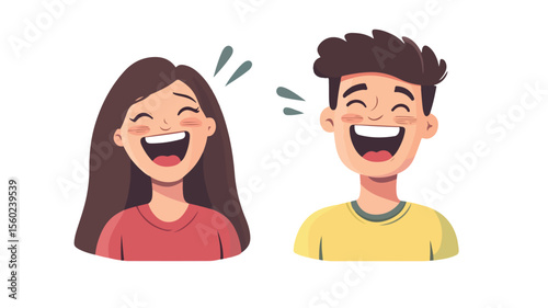 Joyful and Cheerful Group of People Laughing Happily Together in Funny Moment