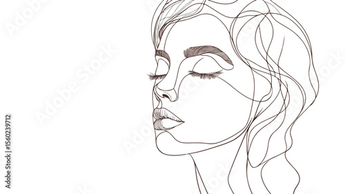 Elegant Single Line Woman Portrait in Minimal Boho Style