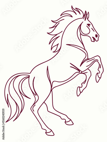  One-line drawing of a galloping horse in motion