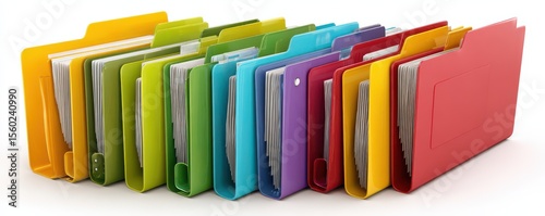 Wallpaper Mural Colorful File Folders Neatly Arranged in a Row with Papers Inside, Perfect for Office Organization, Document Storage, and Creative Workspaces Torontodigital.ca