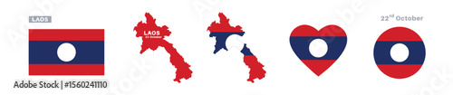 Free Download laos flag and map set. laos flag in official colors and proportions. independence day 22 october , map, circle and heart shaped laos
 - GFXLoad