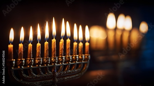 Hanukkah menorah candles burning bright for jewish holiday tradition and religious celebration image