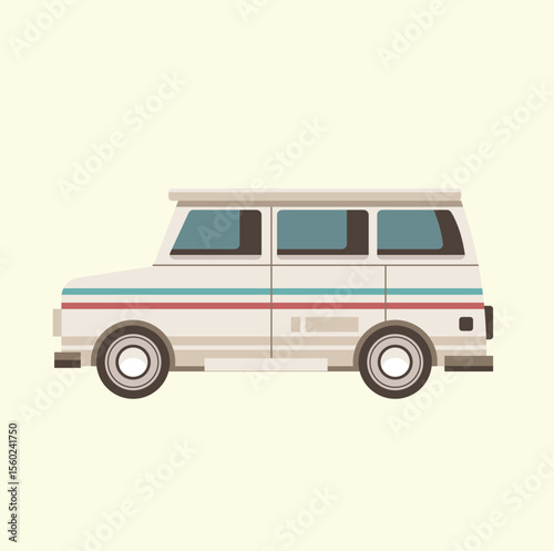 Retro Van Illustration Vintage Campervan Design, Classic Car Graphics, Travel Vehicle Art