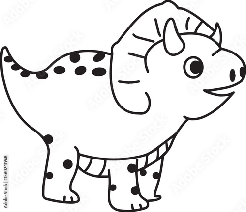 Cute Dinosaur Coloring Page Vector – Fun Black and White Cartoon for Kids