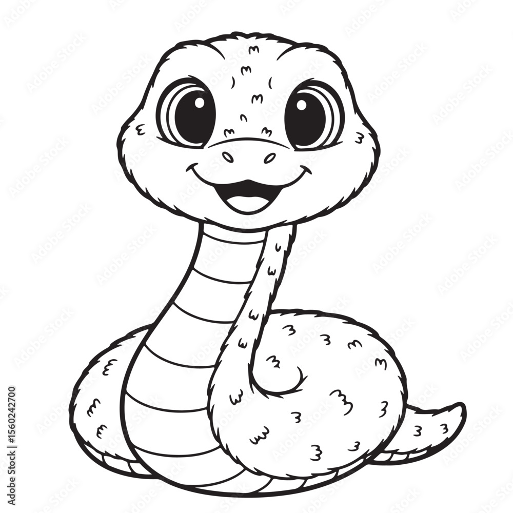 Fototapeta premium Adorable Baby Snake Coloring Page Cute Reptile Illustration