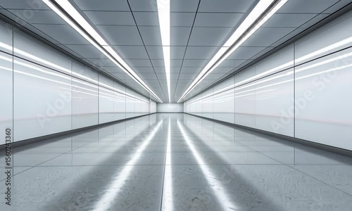 Empty white hallway with modern architecture photo