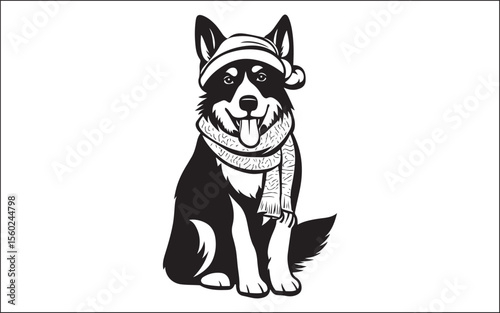 christmas vector image of a dog