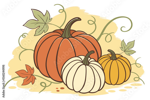 Thanksgiving Pumpkins Watercolor Art
