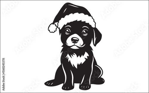 christmas black and white dog