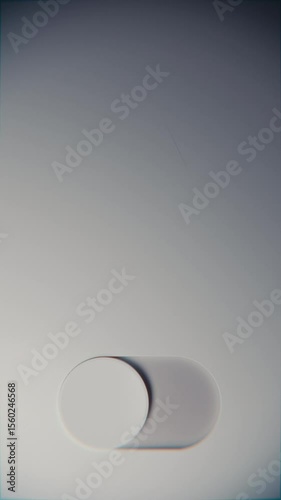 3D looped vertical toggle switch sliding on and off with pink glow, clean minimal surface, abstract choice and decision concept.