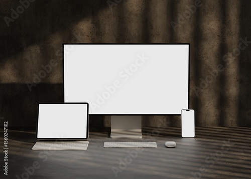 Responsive Web Design and website Mockup, Devices Mock up, Smartphone desktop tablet laptop template Mockup