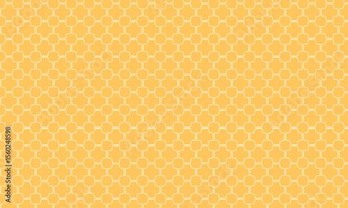 Yellow Geometric Octagon and Square Tile Pattern, Classic Seamless Vector Background